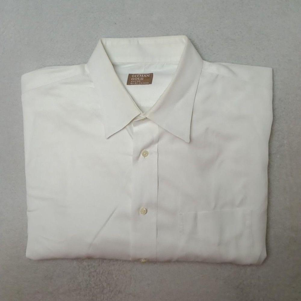 Gitman Gold Shirt Mens 17.5 35 White Twill Button-Up Long Sleeve Business USA